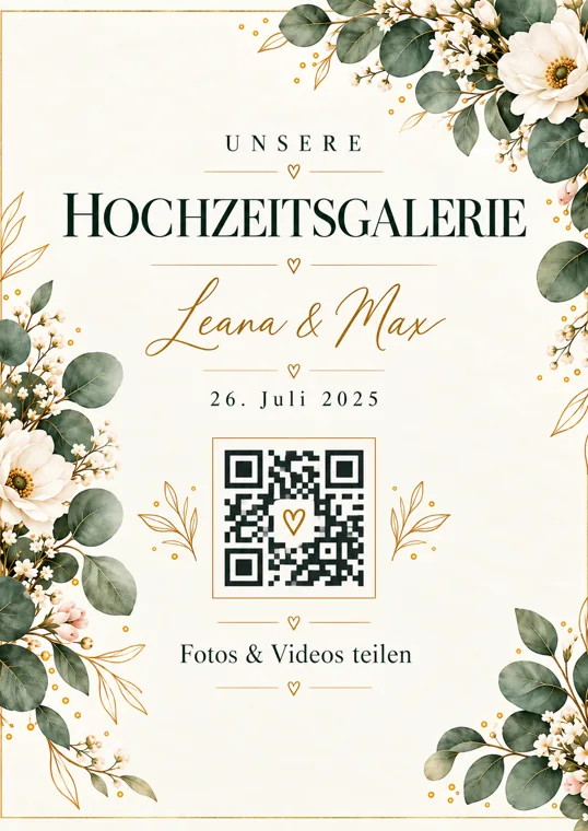 Wedding-QR Design Eukalyptus Gold