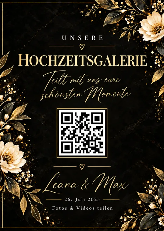 Wedding-QR Design Midnight Gold