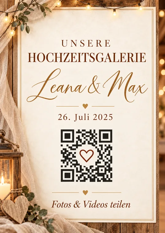 Wedding-QR Design Rustic Lights