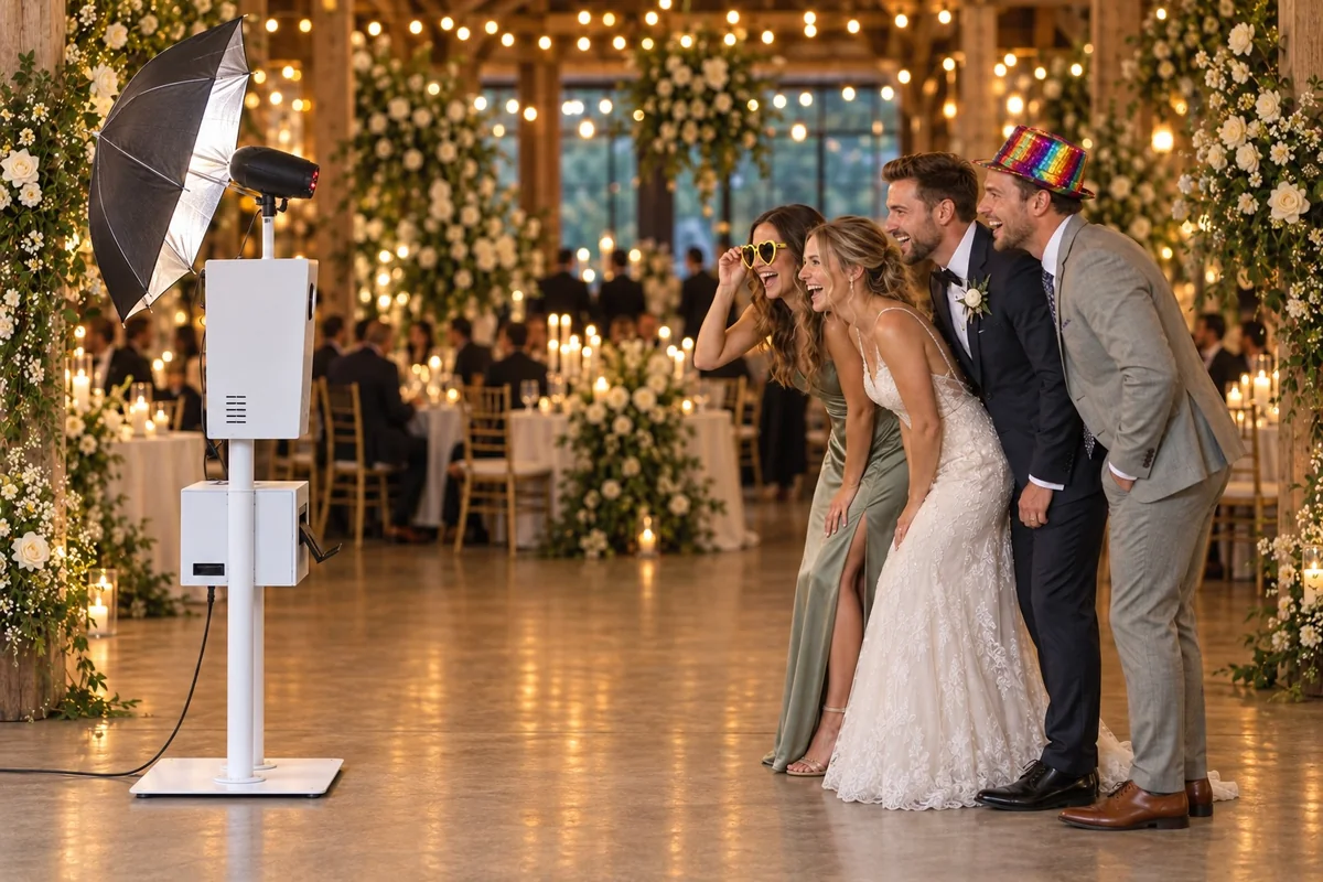 LA-Fotobox mit Gästen auf einer Hochzeit